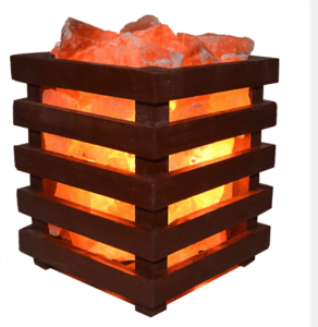 Himalayan salt wooden basket lamp